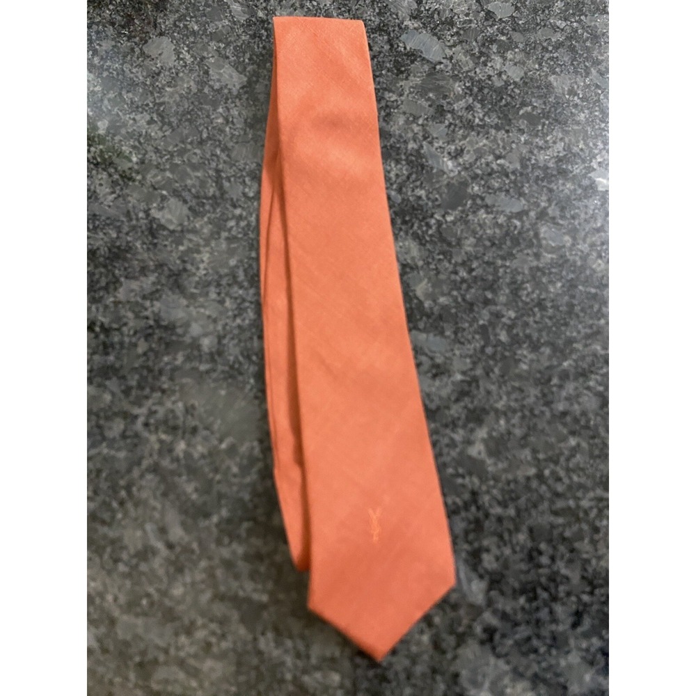 YSL Yves Saint Laurent Salmon‎ Red Silk Tie 56 In 3 In Wide